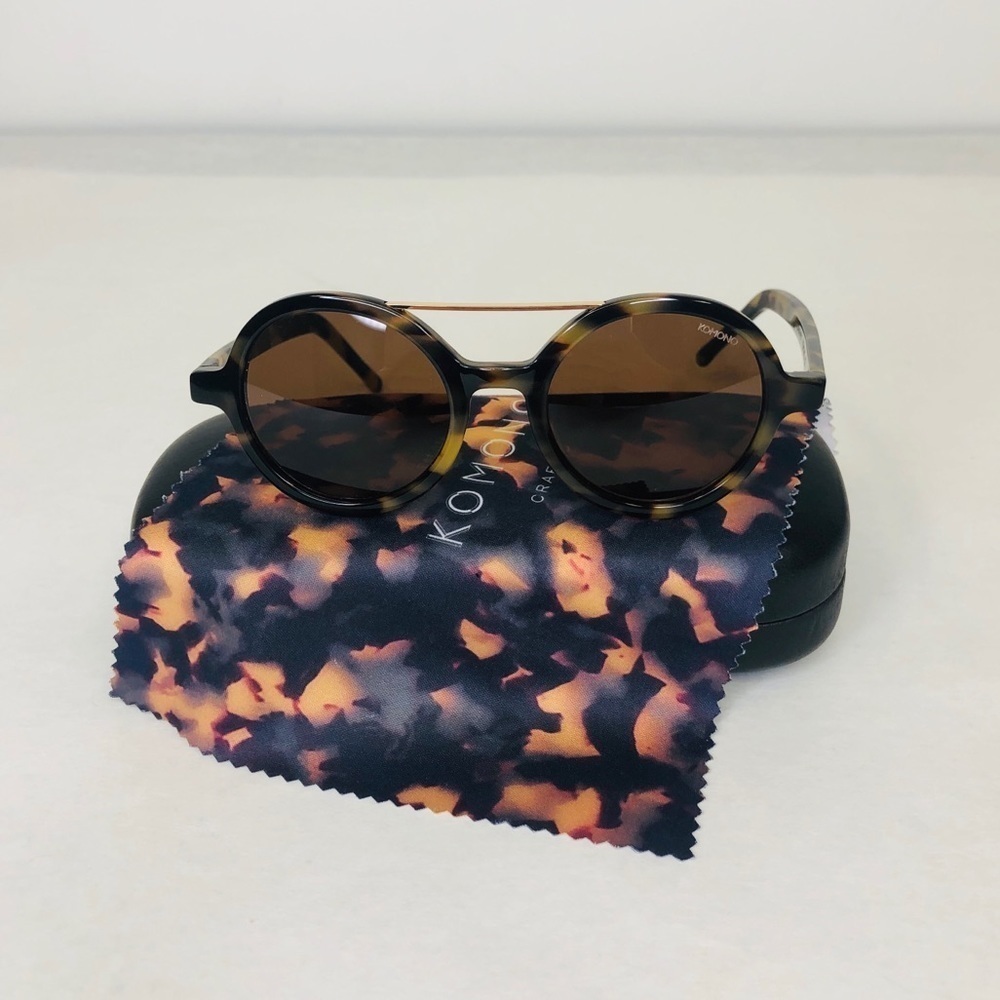 Vivien Tortoise Demi KOMONO Sunglasses 🕶 round brown gold - Picture 5 of 10